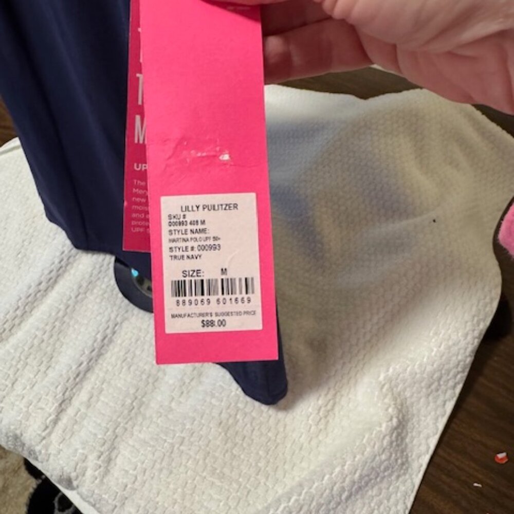 NWT Lilly Pulitzer Luxletic Martina Polo Top Navy UPF 50+ Golf Tank Medium - Picture 2 of 9